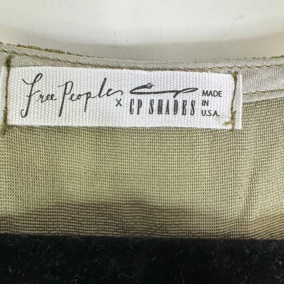 Free People X CP Shades Green Velvet Bridget Long Sleeve Mini Dress Size Small - Picture 3 of 9